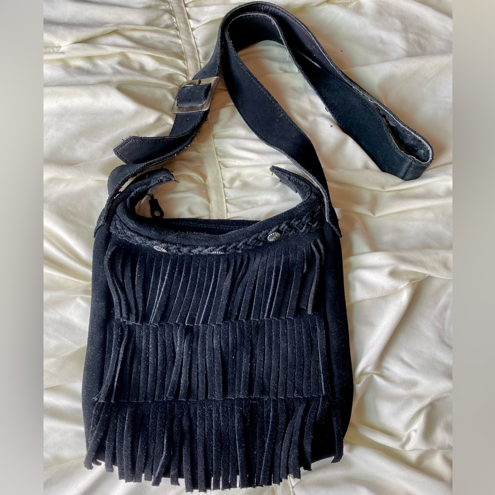 Black Fringe Crossbody Bag - Women